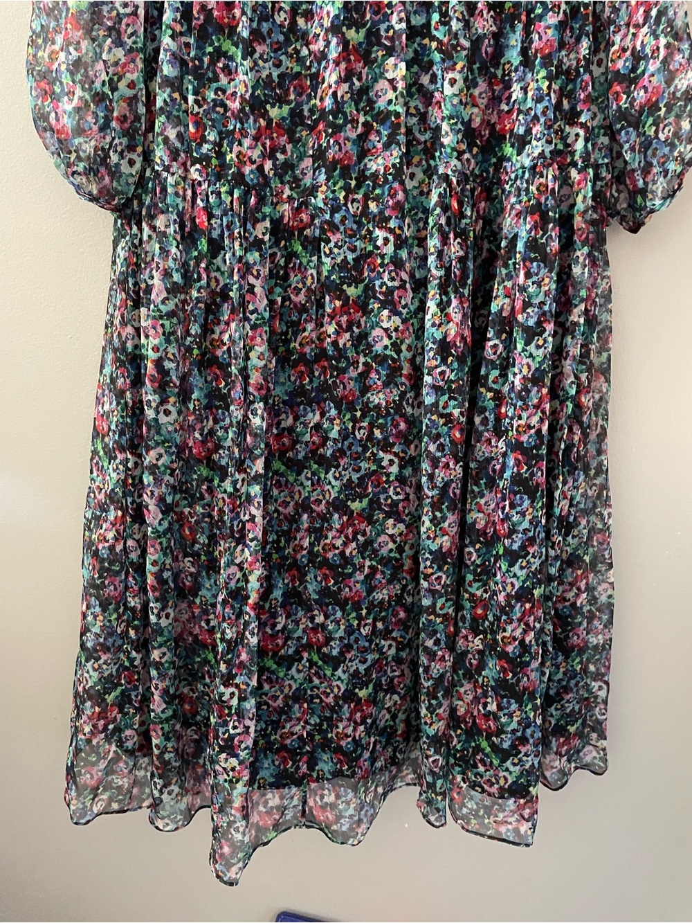 Saloni Yasmeen Dress in Navy Dewdrops 100% Silk Size 8 - Picture 3 of 9